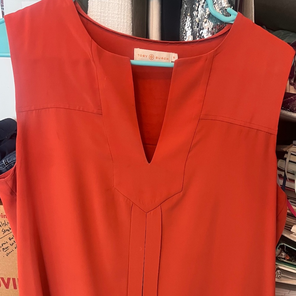 Tory Burch Silk Sleeveless Blouse/Shell Top in Burnt Orange - Size 10